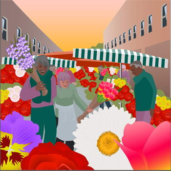 Canvas Print Flower Market at Columbia Road
