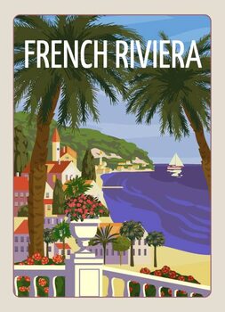 Canvas Print French Riviera Nice coast poster vintage.