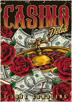 Canvas Print Gambling colorful vintage poster