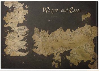 Canvas Print Game of Thrones - Westeros and Essos Antique Map