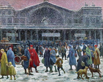 Canvas Print Gare de l'Est Under Snow, 1917