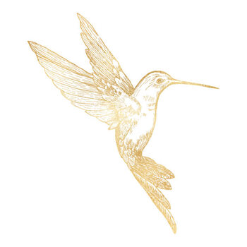 Canvas Print Gold Bee Hummingbird Isolated. Hand Painted