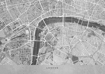 Canvas Print Gray vintage map of London downtown