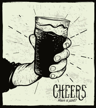 Canvas Print Hand holding a pint glass