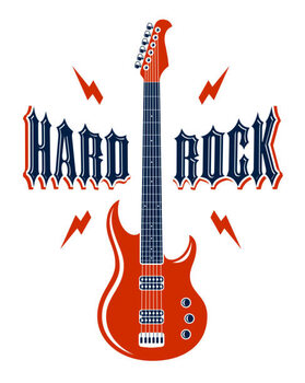 Canvas Print Hard Rock emblem with electric guitar
