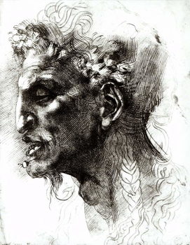Canvas Print Head of a Satyr (pen & ink on paper)