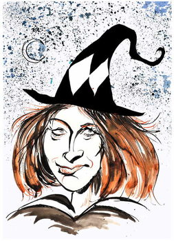 Canvas Print J K Rowling - caricature as a witch