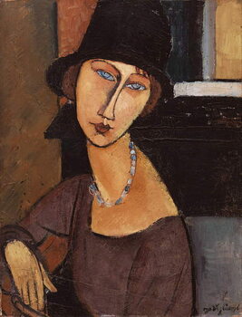 Canvas Print Jeanne Hebuterne wearing a hat