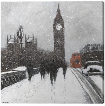 Canvas Print Jon Barker - Snow Men, Westminster Bridgeq
