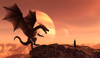 Canvas Print Knight and the dragon