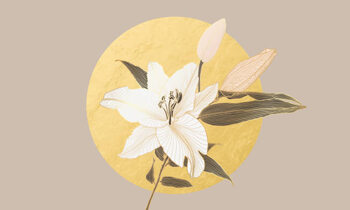 Canvas Print Lily flower pattern with golden metallic