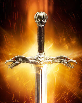 Canvas Print Long sword with dragon heads on guard