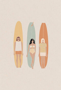 Canvas Print Longboard surf competition, vector illustration