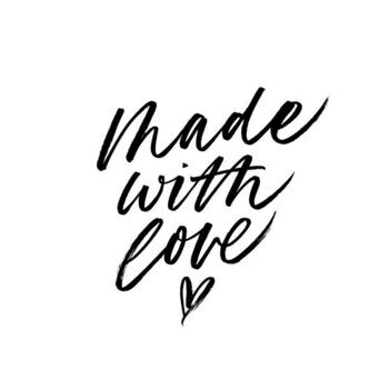 Canvas Print Made with love lettering with heart symbol.