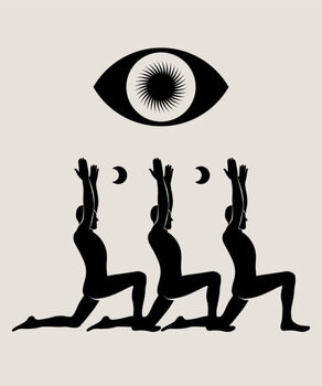 Canvas Print Man doing yoga abstract poster. Monochrome