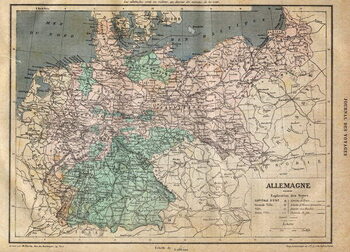 Canvas Print Map of Germany in 1891