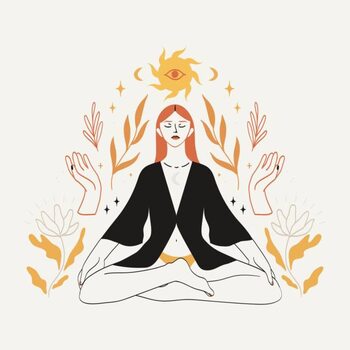Canvas Print Meditating woman sitting in lotus pose