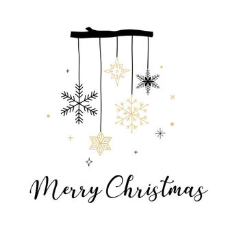 Canvas Print Merry Christmas Background with Typography, Lettering.