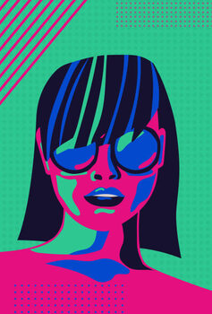 Canvas Print Modern Art Woman in Sunglasses Portrait