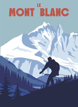 Canvas Print Mont Blanc Ski resort poster, retro