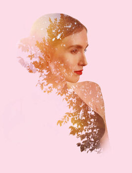 Canvas Print Multiple Exposure of beautiful woman and trees