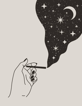 Canvas Print Mystical Female Hand holding cigarette with
