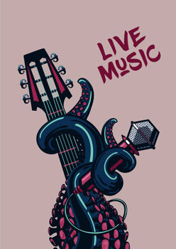 Canvas Print Octopus musician. Live music. Rock poster
