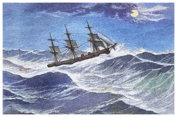 Canvas Print Old engraved illustration of HMS Bacchante