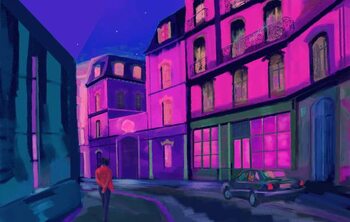 Canvas Print Picturesque street landscape at night