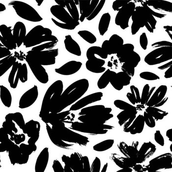 Canvas Print Plain floral drawing seamless pattern.