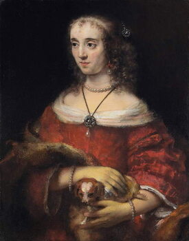 Canvas Print Portrait of a Lady with a Lap Dog