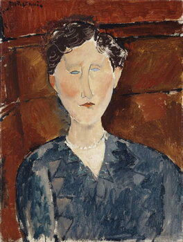 Canvas Print Portrait of a Woman in a Blue Blouse