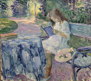 Canvas Print Reading (oil on canvas)
