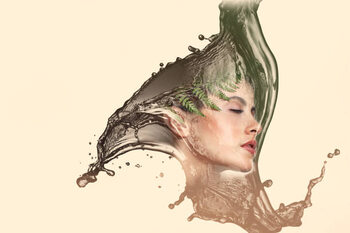 Canvas Print Reflection of a beautiful brunette girl