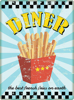 Canvas Print retro diner sign, with french fries