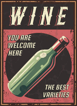 Canvas Print Retro poster wine.
