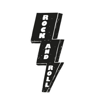 Canvas Print Rock and Roll lettering on black