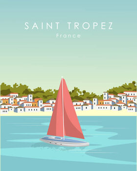 Canvas Print Saint Tropez travel poster France