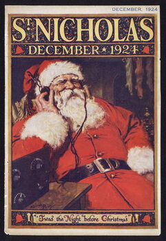 Canvas Print Santa Claus listening to the radio