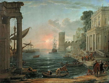 Canvas Print Seaport with the Embarkation of the Queen of Sheba