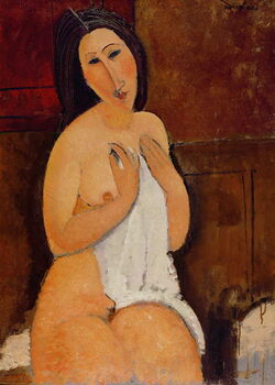Canvas Print Seated Nude with a Shirt