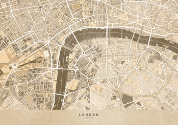 Canvas Print Sepia vintage map of London downtown