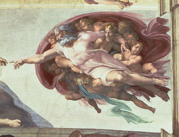 Canvas Print Sistine Chapel Ceiling: The Creation of Adam, detail of God the Father
