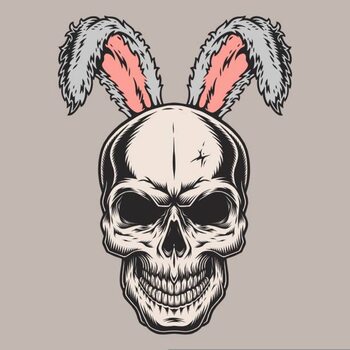 Canvas Print Skull Easter bunny emblem colorful