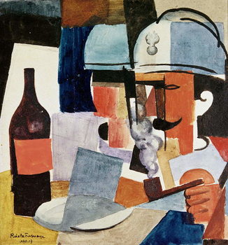 Canvas Print Soldier with Pipe and Bottle