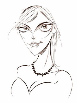Canvas Print Sophie Dahl, English author and model, sepia line caricature
