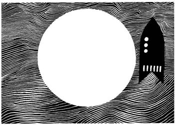 Canvas Print Space Ship Moon