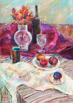 Canvas Print Still life on red cloth
