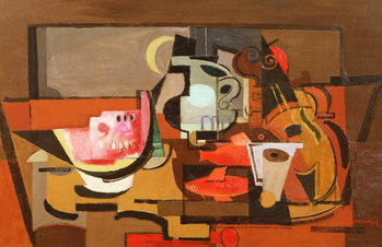 Canvas Print Still life with a slice of Watermelon, c.1929