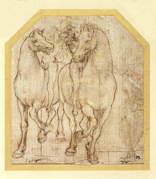 Canvas Print Study of Horses and Riders, c.1480